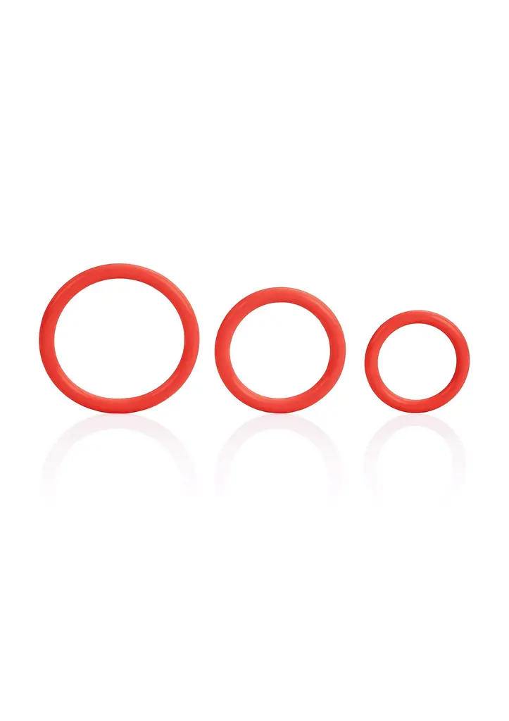 Ерекційне кільце CalExotics Tri-Rings 3 шт червоний - фото 2
