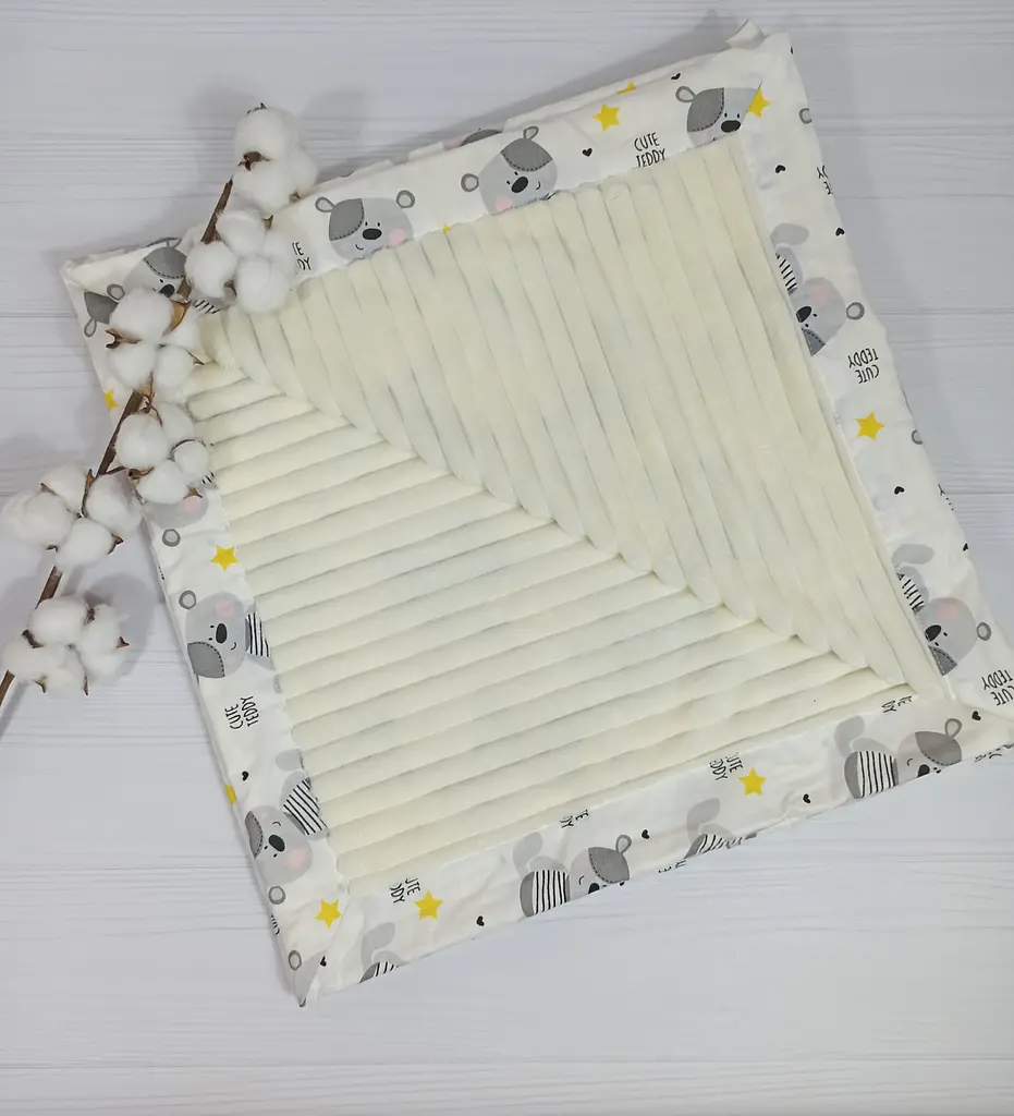 Плед дитячий плюшовий 97х97 a.l.babybox Ведмедики у зірках Молочний