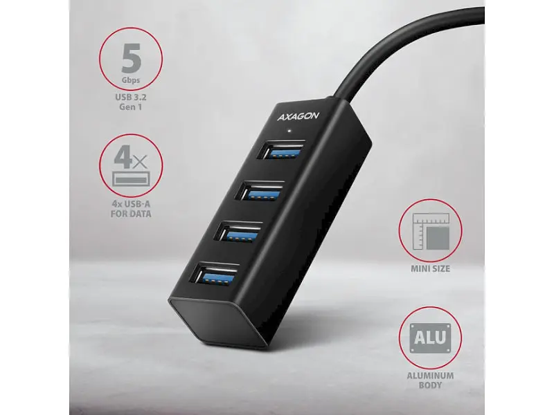 Мультипортовий адаптер AXAGON SuperSpeed Mini USB-C Black (HUE-M1C) - фото 2