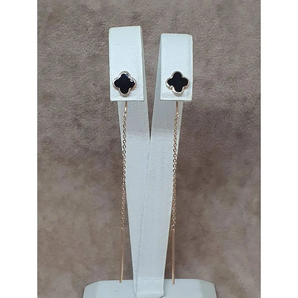 Золоті сережки-протягання Tango Конюшина з емаллю. 400292Е - фото 3