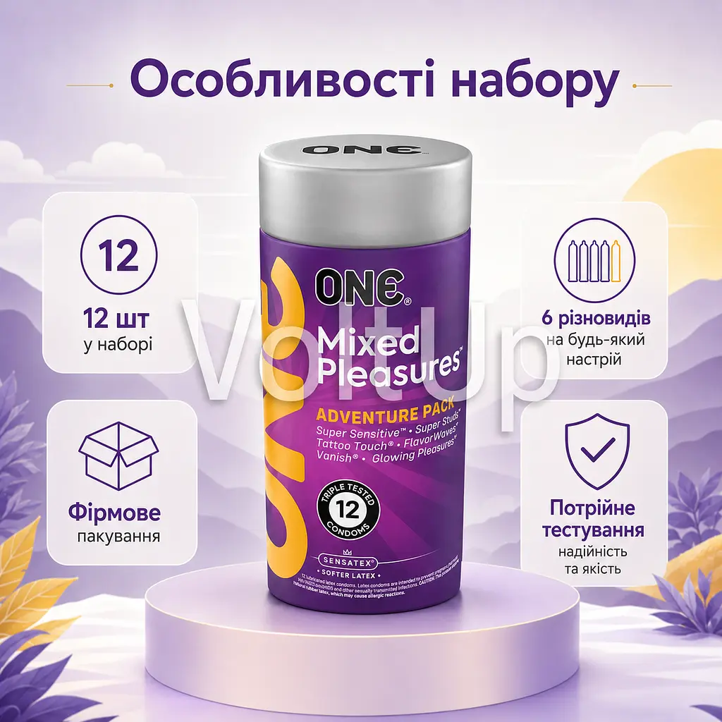 Набір презервативів ONE Mixed Pleasures Adventure Pack 12 шт латексні асорті - фото 4