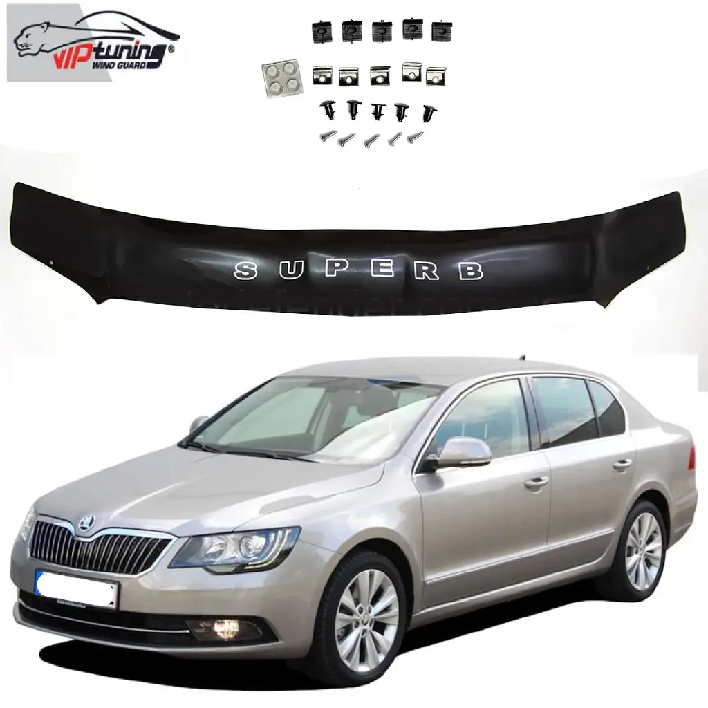 Дефлектор капоту мухобійка Skoda Superb 2008-2013 (Vip Tuning) SK16