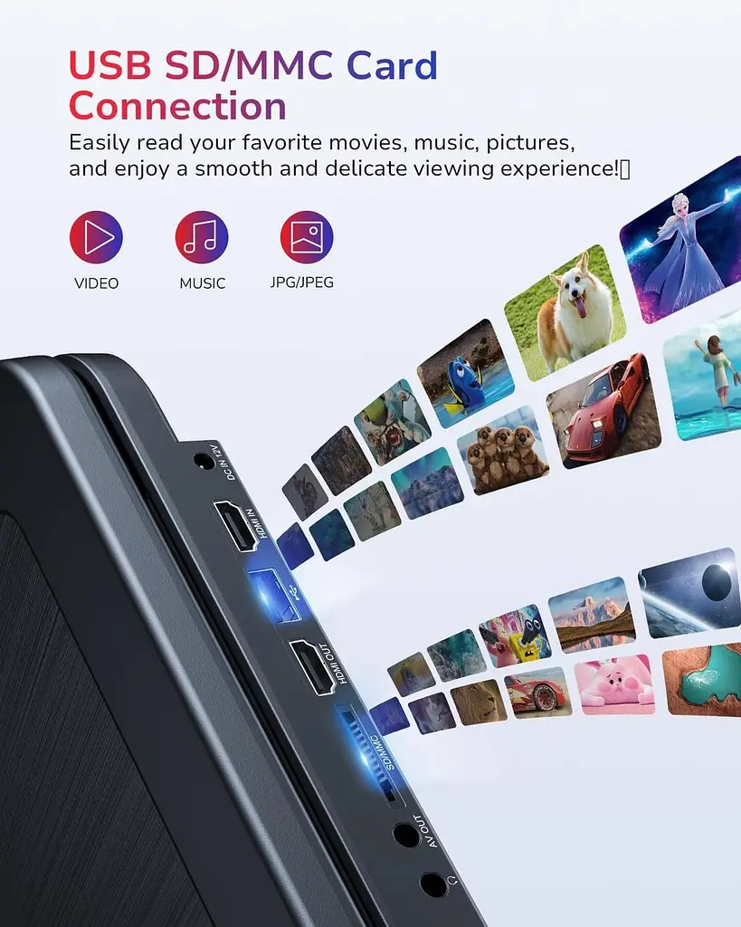 Портативний Blu-ray/DVD плеєр 17.6" з екраном 15.4", HDMI, Full HD, акумулятор 4000 мА·год - фото 8