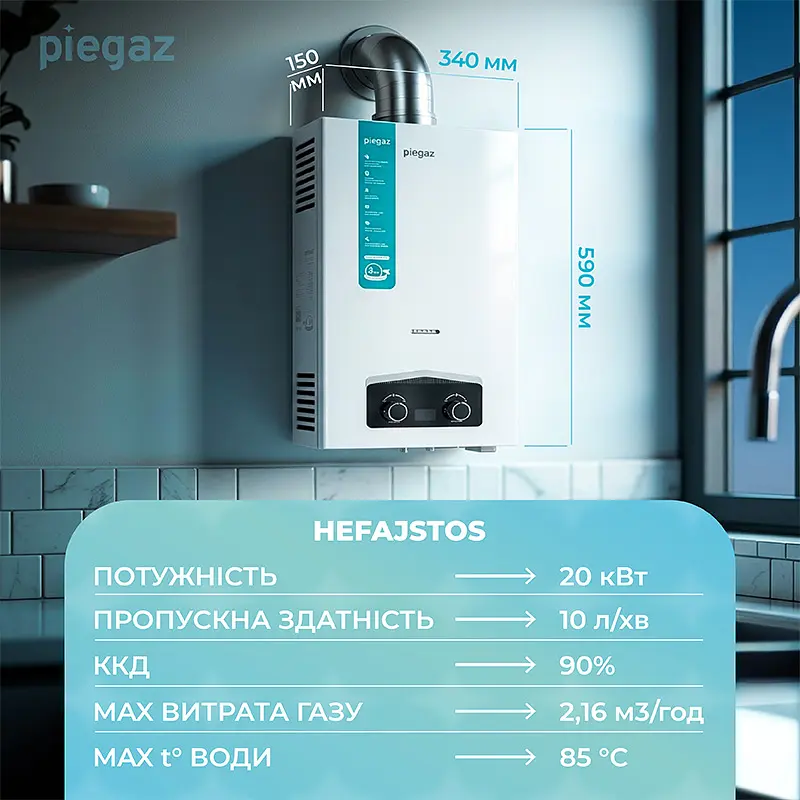 Газовий проточний водонагрівач Piegaz Hefajstos - фото 4