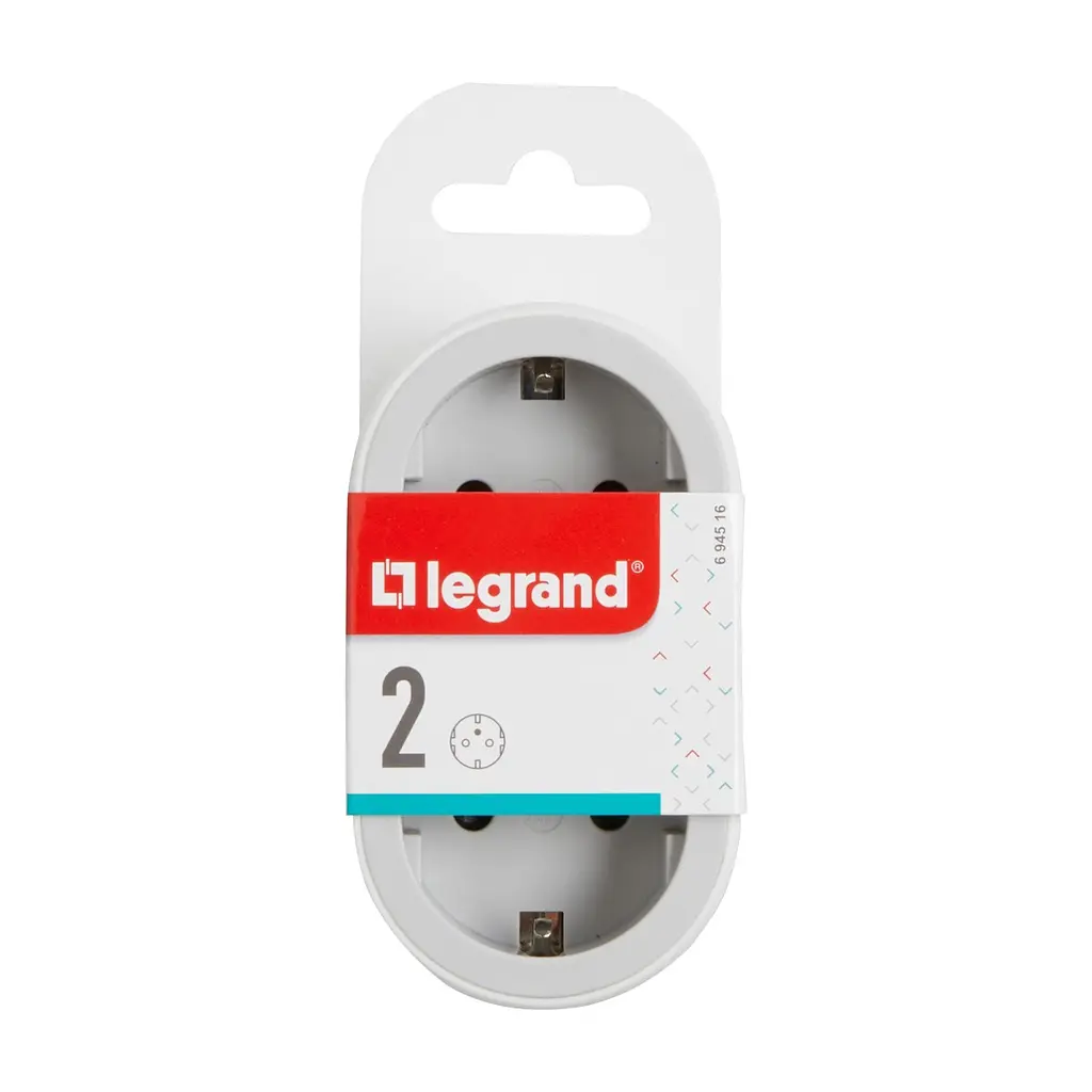 Мережевий розгалужувач Legrand Стандарт 2х2К+З фронтальні розетки , колір Білий/Сірий (694516) - фото 4