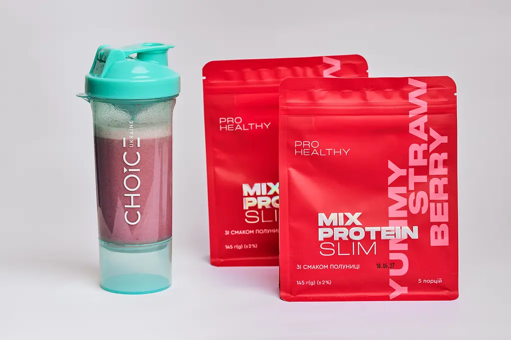 Низькокалорійний поживний коктейль Mix Protein slim Yummу Strawberry 145 г Choice - фото 3
