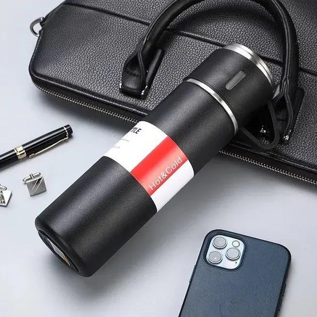 Вакуумний термос з нержавіючої сталі Vacuum Flask Set 500 мл із чашками в комплекті 3* 150 мл ∙ Подарунковий набір 3 в 1 - фото 5