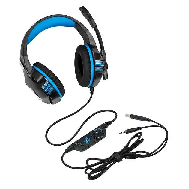 Дротова гарнітура Hunterspider Gaming with LED V3, USB, 3.5mm, 2.2m, black-blue - фото 6