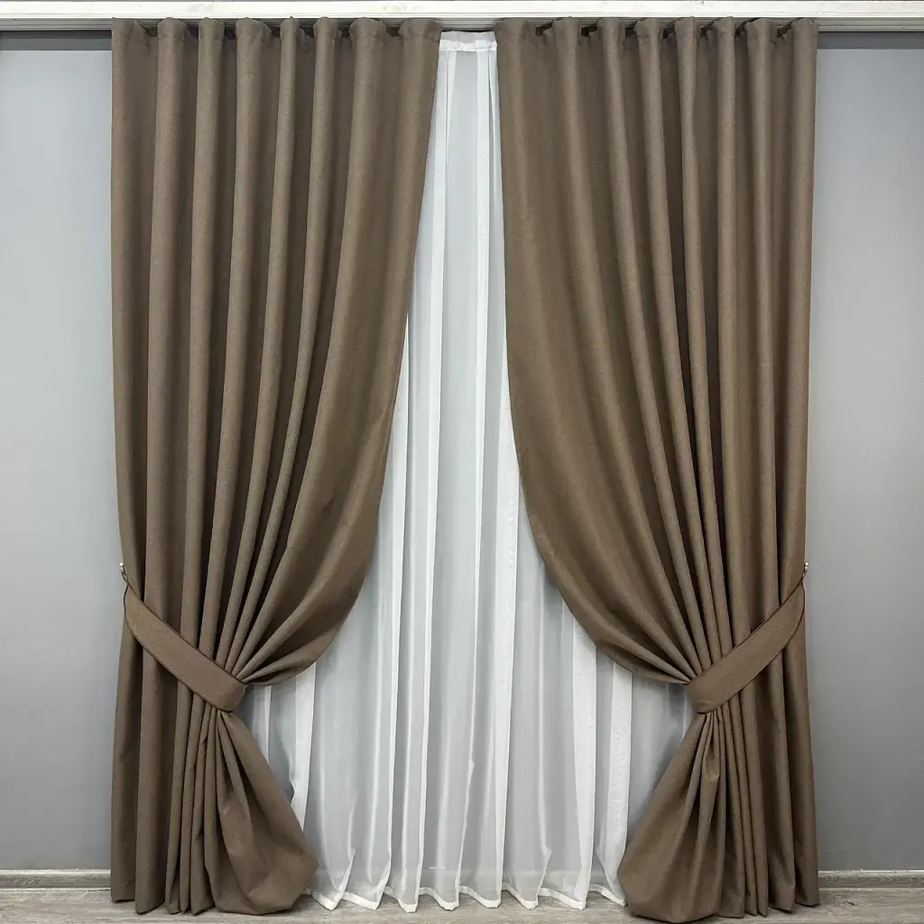 Комплект штор VR-Textil Ashen Night блекаут 2 шт 150x290 см коричневий (1854ш) - фото 2