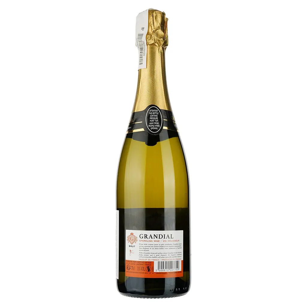 Игристое вино Les Grands Chais de France Grandial Brut Blanc de Blancs, белое, сухое, 11%, 0,75 л - фото 2