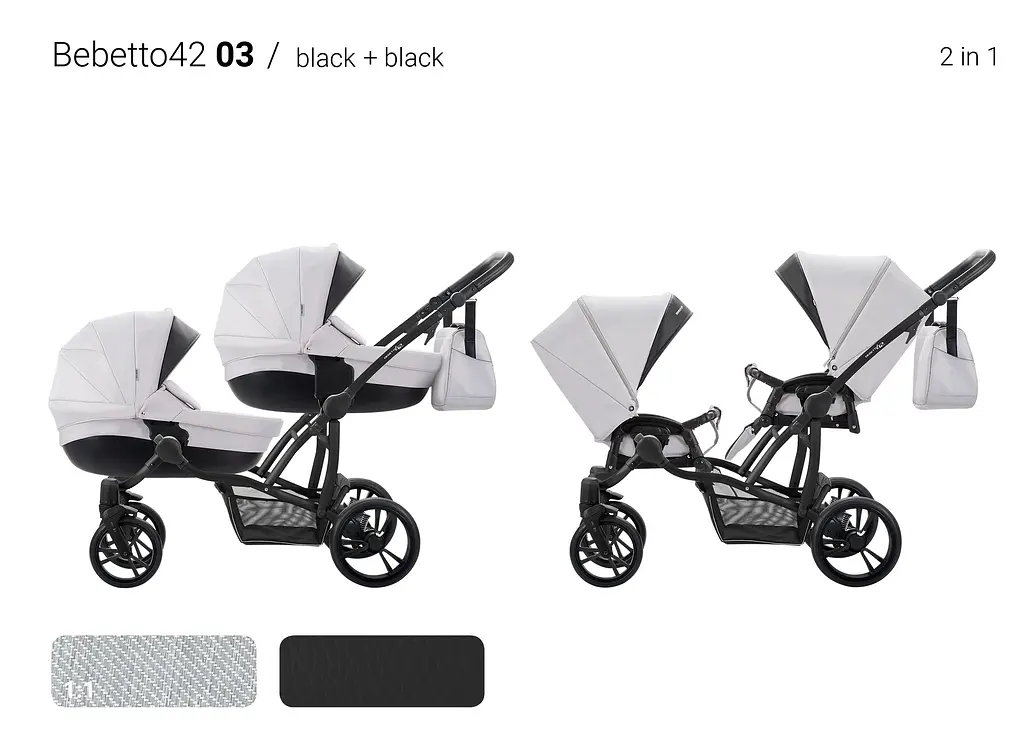 Универсальная коляска для двойни 2 в 1 Bebetto B 42 NEW, сірий (505.28.17.003) - фото 2