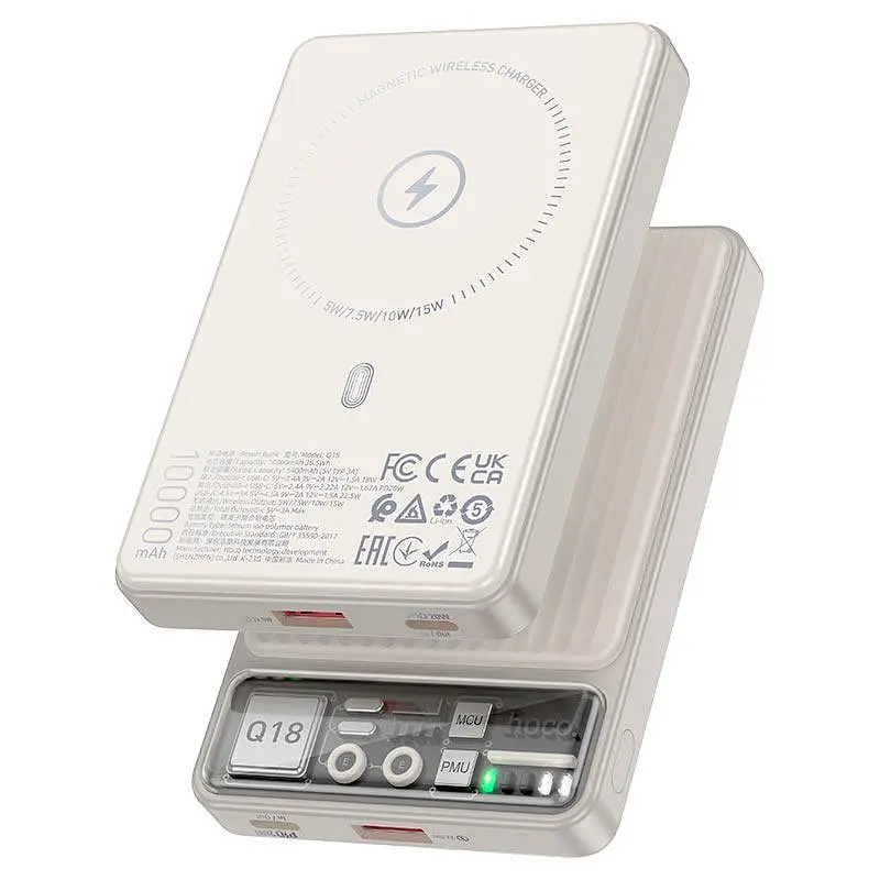 Внешний аккумулятор магнитный Hoco Q18 Tourer 10000mAh белый - фото 2