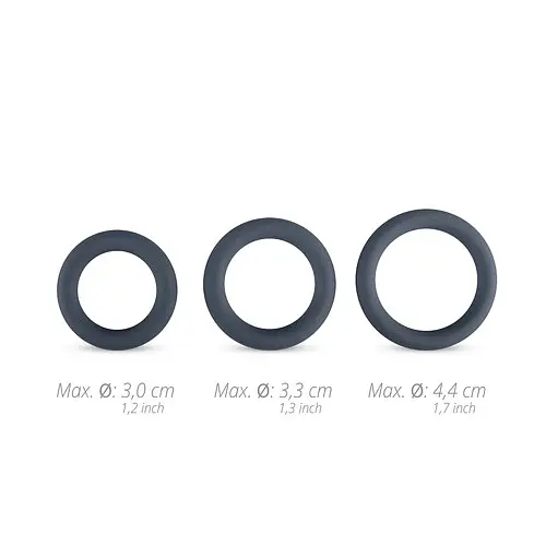 Набір ерекційних кілець Boners 3-Piece Cock Ring Set, 3 шт (сірий) - фото 4