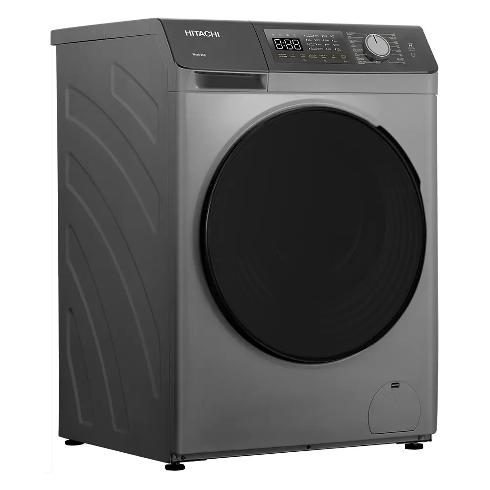 Пральна машина Hitachi фронтальна, 8кг, 1400, A+++, 60см, дисплей, пара, інвертор, люк чорний, cріблястий - фото 3