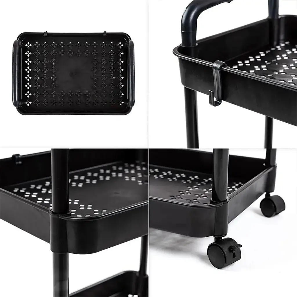 Этажерка Wall Sticker SW-00002108 мобильная четырехъярусная универсальная пластиковая 41х25х101 см черная - фото 5