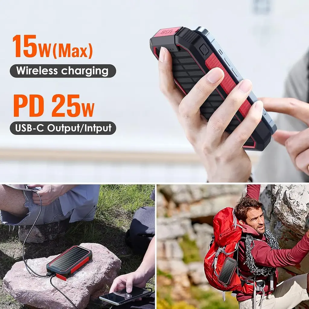 Портативное зарядное устройство PD HETP Solar Wireless Power Bank, 26800 мА·ч 25 Вт - фото 7
