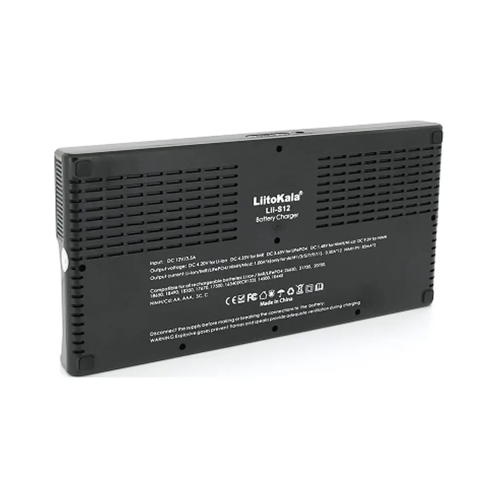 Зарядний пристрій для акумуляторів Liitokala 12 Slots+2, Ni-Mh/Li-ion/LiFePo4/Крона, LED+LCD (Lii-S12) - фото 3