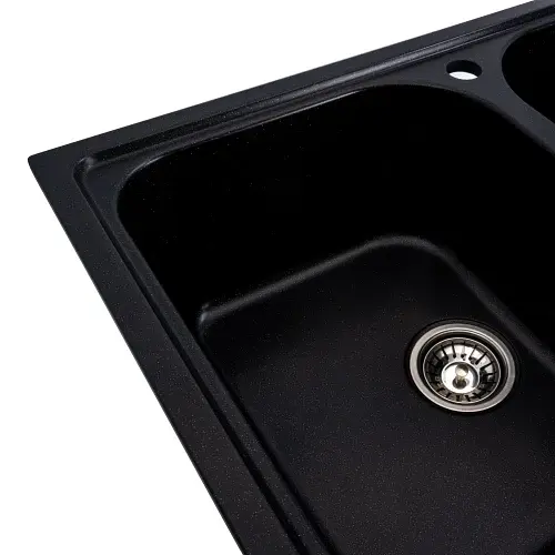 Кухонная мойка Platinum 7950 Equatoria гранитная глянцевая с креплением 79x50 см черный металлик (000035801) - фото 5