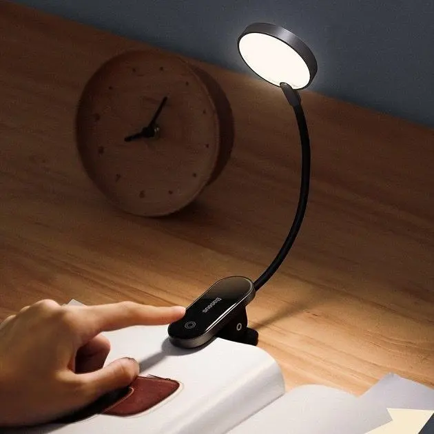 Міні лампа-прищіпка Baseus з акумулятором Comfort Mini Clip Lamp 350 мА·ч 3 режими Гнучкість 360° Чорний - фото 5