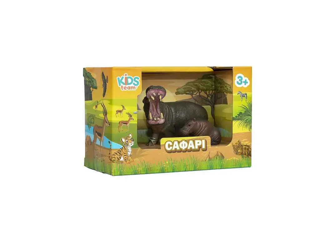 Набір тварин KIDS TEAM ANIMALS Сафарі Q9899-A23 Бегемот із бегемотиком - фото 3