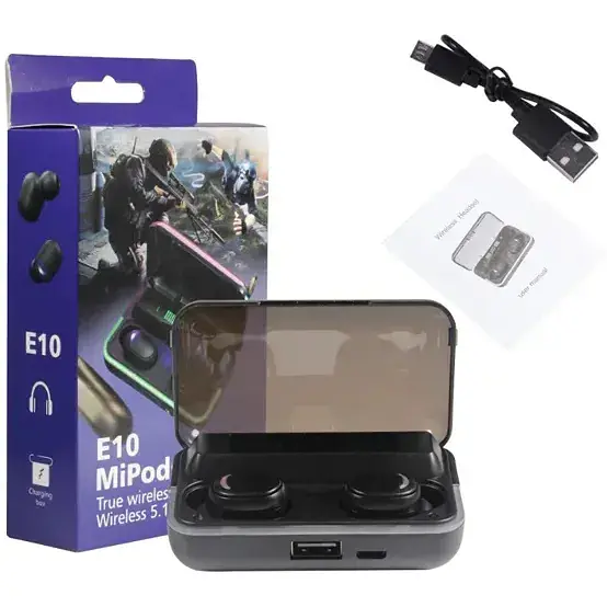 Навушники бездротові XPRO E-10 Bluetooth з Power bank чорні (Bluetooth E-10_400) - фото 5