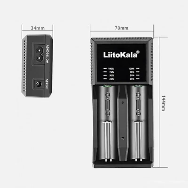 Зарядний пристрій для акумуляторів Liitokala 2 Slots, LED indicator, Li-ion(18650...RCR123...26650), NiMH(AA, AAA, SC, C) (Lii-PL2) - фото 4