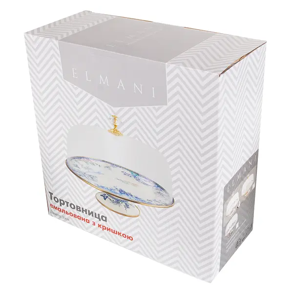 Тортівниця емальована Elmani Butterfly на ніжці з кришкою 30 см (763-029) - фото 4