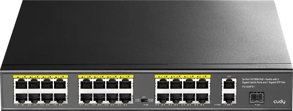 Коммутатор Cudy FS1026PS1, 24 порт10/100M PoE+ Switch with 2 Gigabit Port+ 1SFP 300W (FS1026PS1) - фото 4
