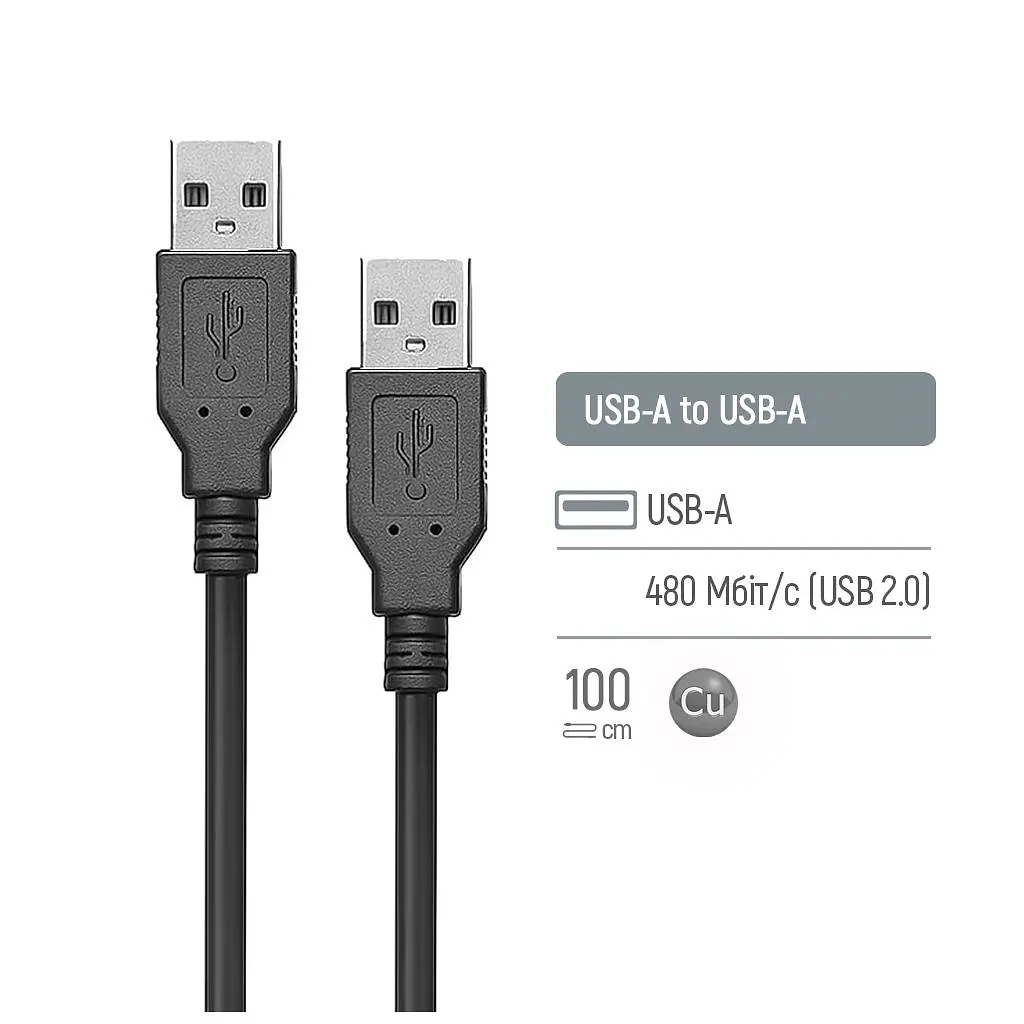 Дата кабель USB 2.0 AM/AM 1.0m black ColorWay (CW-CBUU071-BK) - фото 3