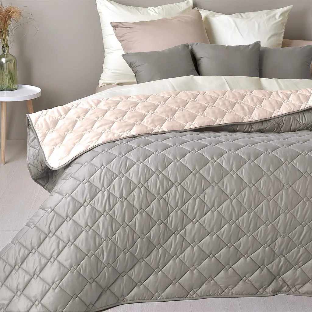 Двостороннє покривало Ideia Стиль Cube сірий та бежевий 240 х 210 см (8-32405) - фото 6