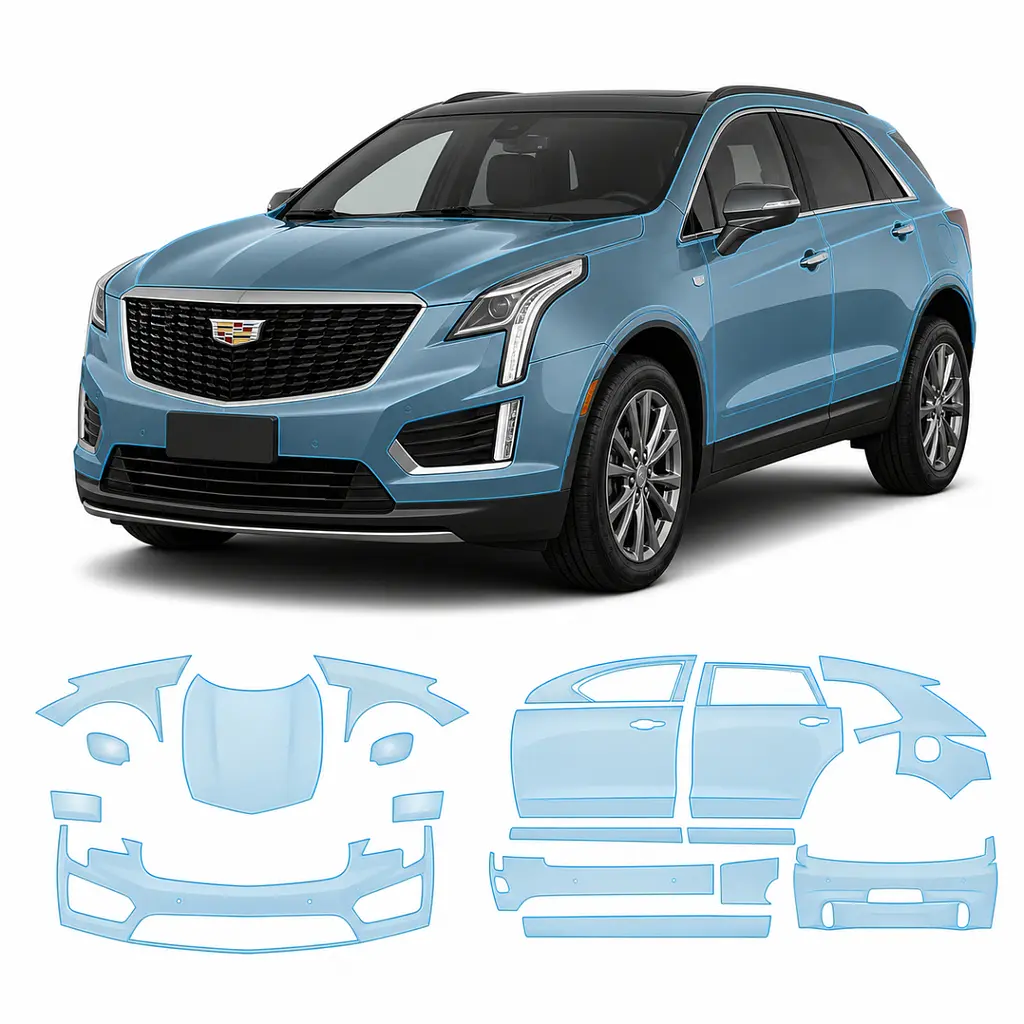 Антигравійна захисна бронеплівка за лекалами для Cadillac XT5 I facelift 2020- повний кузов