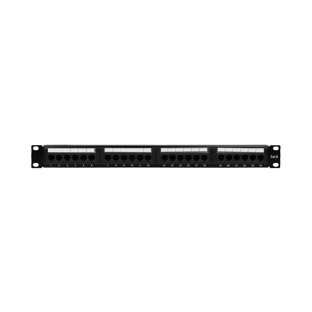 Патч-панель 24 порти NVC-PN-01/24 CAT5/CAT6 19" 1U неекранована, з заднім організатором кабелю (73-00144) - фото 2