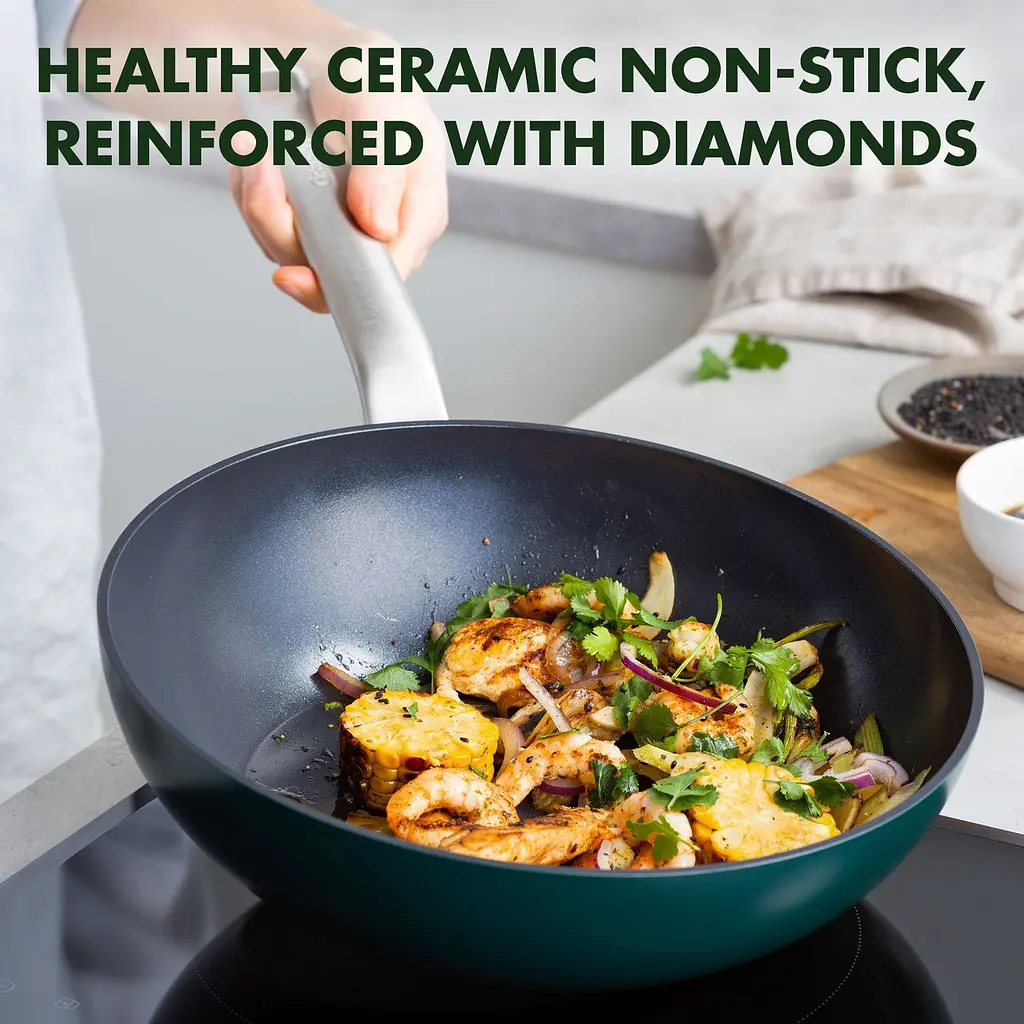 Сковорода-вок GreenPan Evolution 28 см 3.6 л темно-зелена (CC006392-001) - фото 6