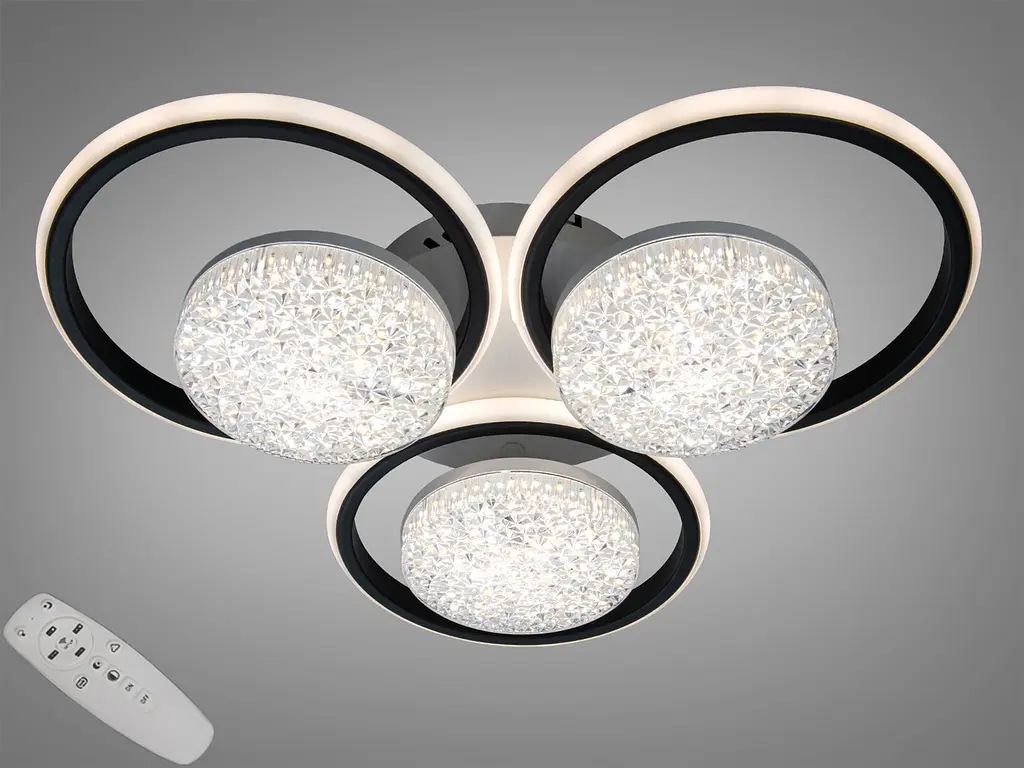 Стельова LED-люстра Dia 2563WH+BK DIMMER - біло-чорна, 82 Вт, 54 см - фото 2