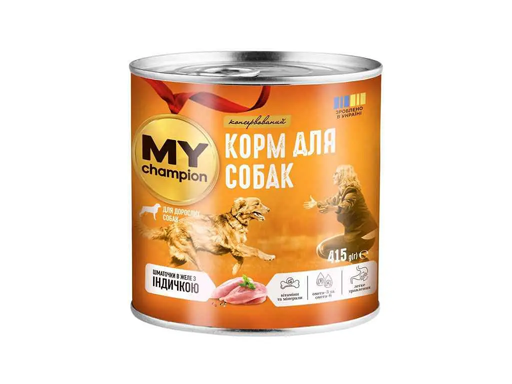Консервований корм для собак М’ясна миска Консерва 415г шматочки з Індичкою
