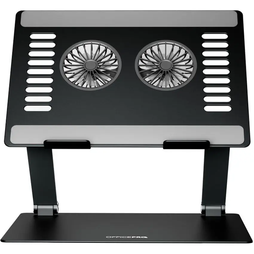 Охолоджувальна підставка для ноутбука до 15.6 дюйма OfficePro LS-122-B 2xfans Aluminum Aloy Black - фото 2