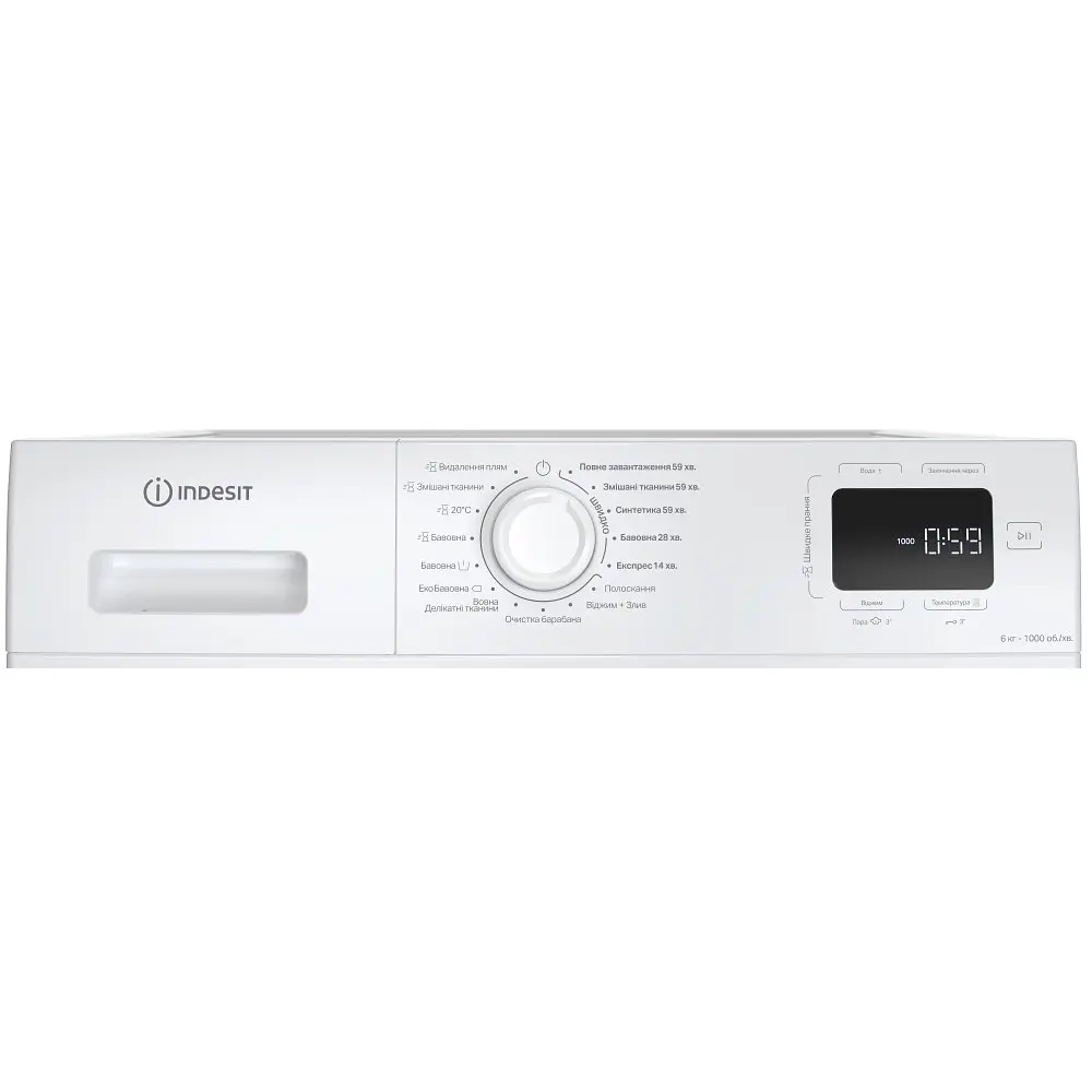 Пральна машина Indesit фронтальна, 6кг, 1000, A+++, 44.6см, дисплей, пара, інвертор, білий - фото 4