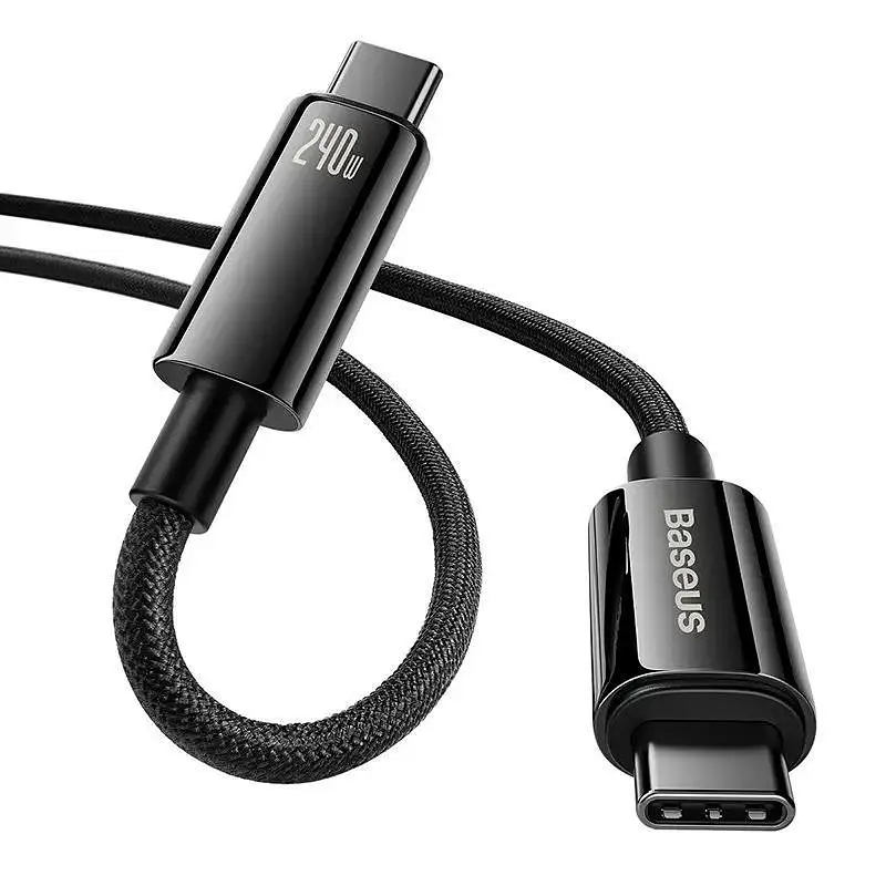 Кабель Baseus USB Type-C to USB Type-C Tungsten Gold Power Delivery 240Вт 1м Black (CAWJ040001) - фото 3