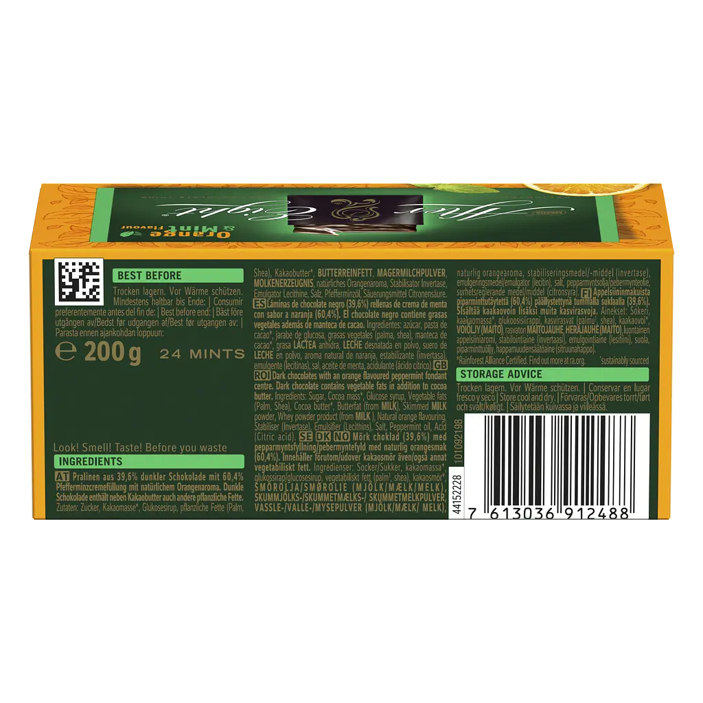 Шоколад чорний After Eight в коробці з м'ятною начинкою зі смаком апельсина 200 г - фото 3