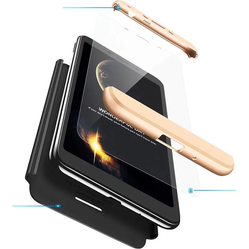 Чохол-накладка GKK 3 in 1 Hard PC Case Xiaomi Redmi 6A Gold/Black - фото 2