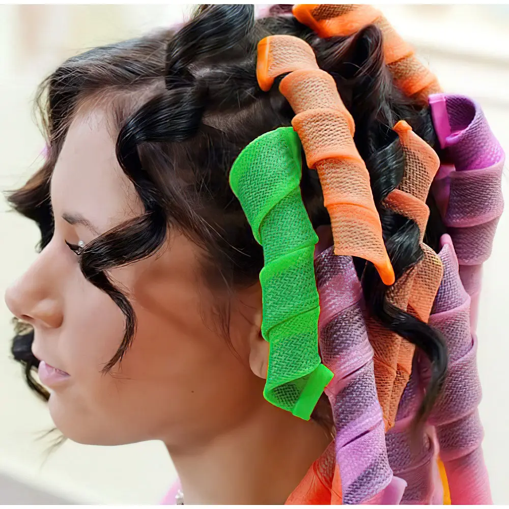 Бігуді спіральні м'які Hair Wavz 16 штук, різнокольорові, з гачком 48 см і 36 см - фото 3