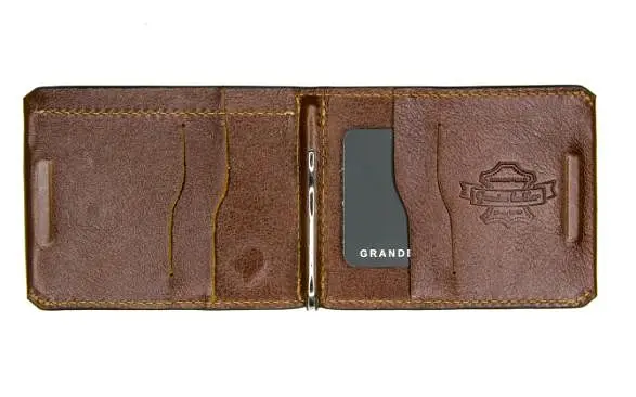 Стильный мужской зажим для денег из кожи GRANDE PELLE 10х8х1 см acs0024477 - фото 2