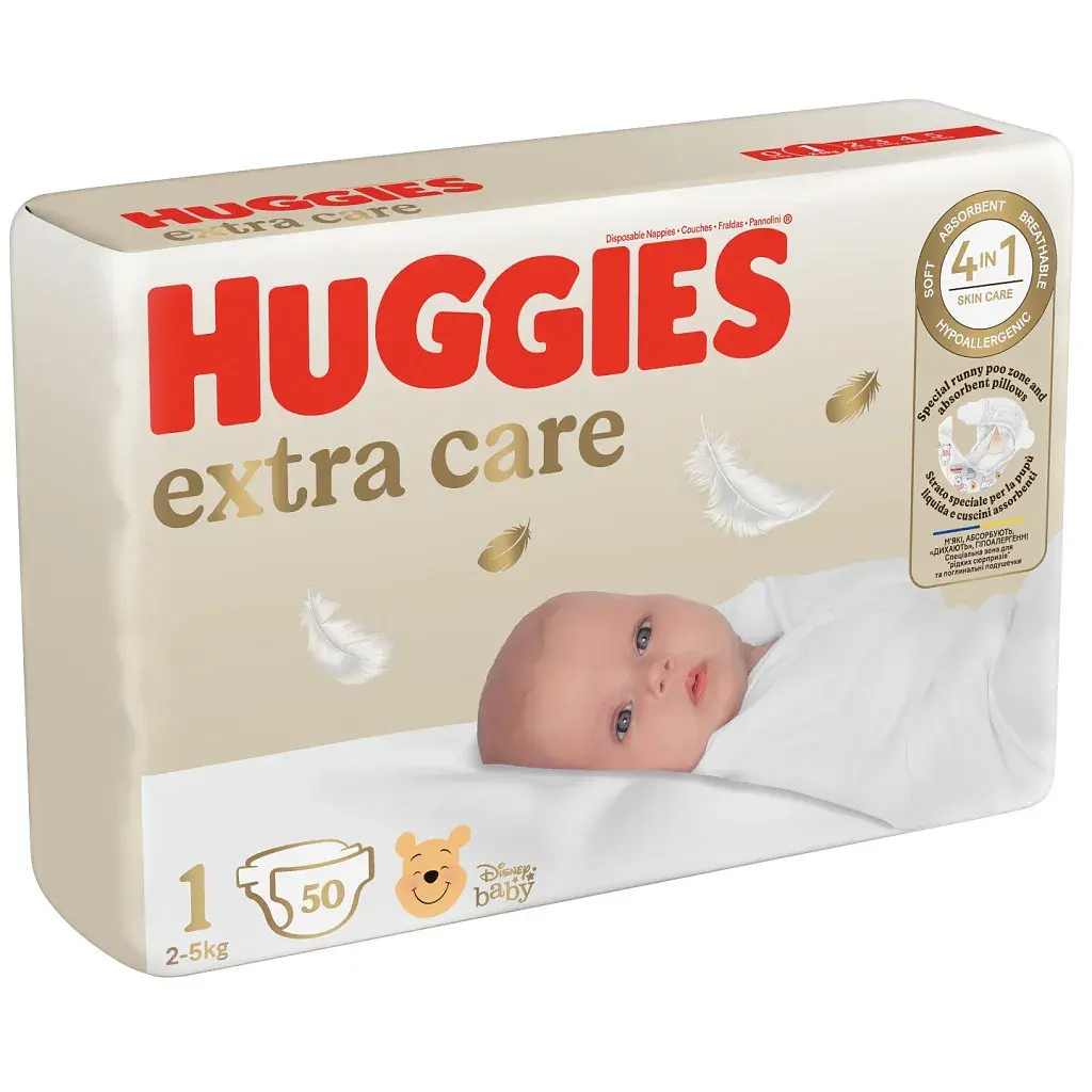 Підгузки Huggies Extra Care Розмір 1 (2-5 кг) 50 шт (5029053564883) - фото 2