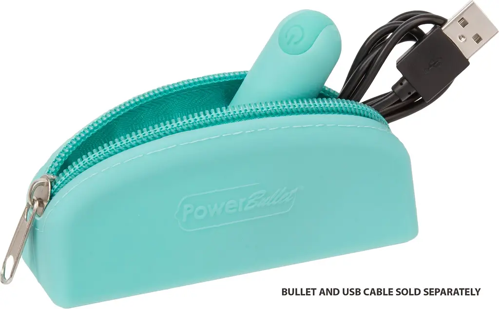 PowerBullet - Silicone Zippered Bag Teal - сумка для зберігання секс-іграшок (бірюзовий) - фото 4