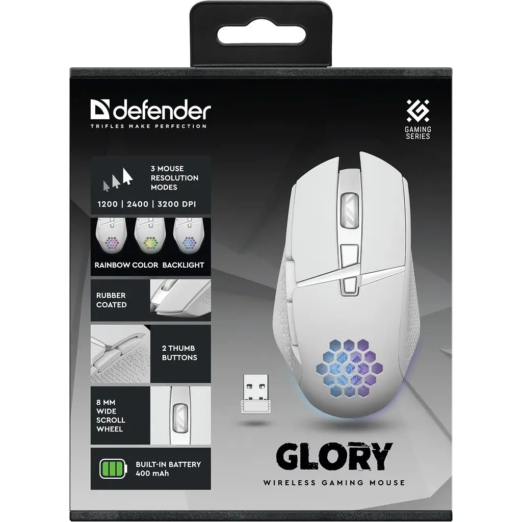 Миша Defender Glory GM-514 White (52513) [135193] - фото 9