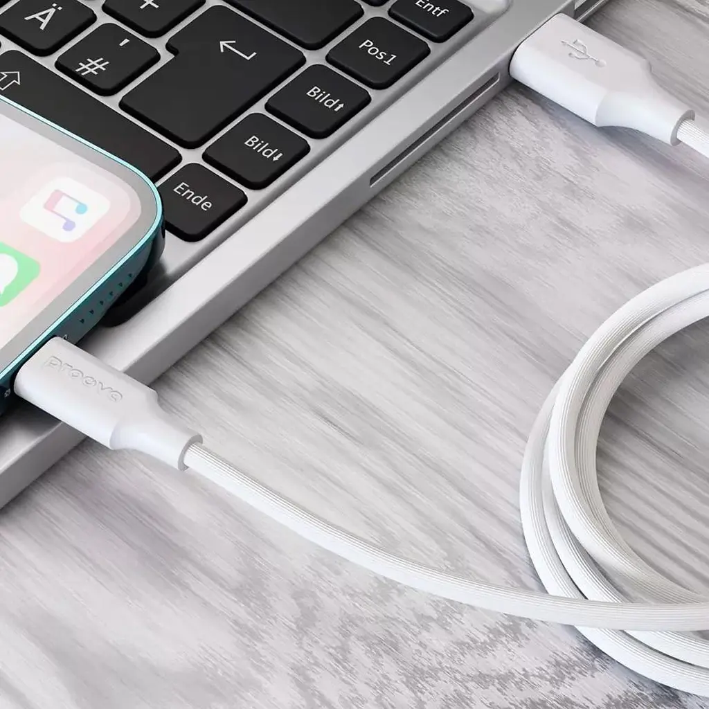 Кабель Proove Striped Silicone USB-A to Lightning 1m White (CCSS00001102) [133336] - фото 3