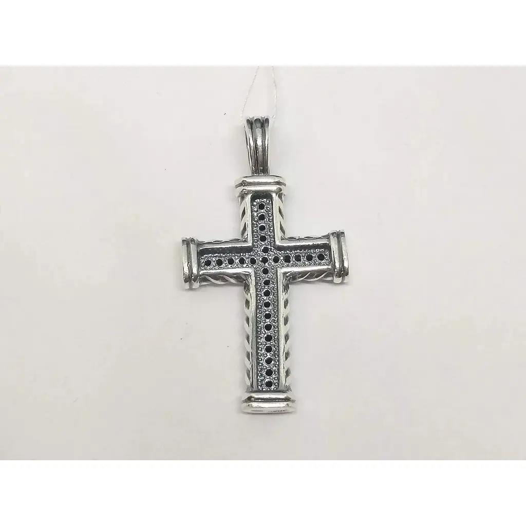 Серебряный крестик Лазурит с фианитами. 36058 - фото 3