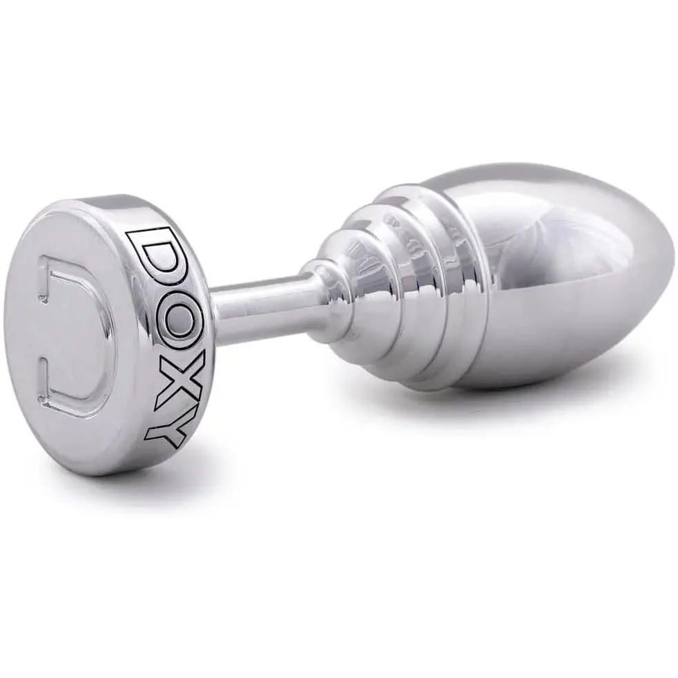 Металлическая анальная пробка Doxy Butt Plug Ribbed ребристая диаметр 3.3 см - фото 2
