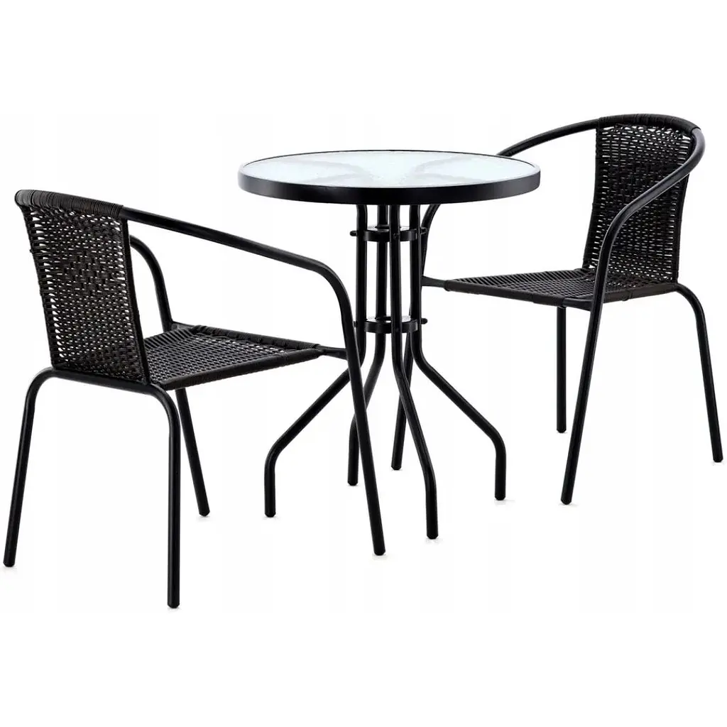 Садовая мебель Chomik Bistro стол и 2 стулья черный - фото 4