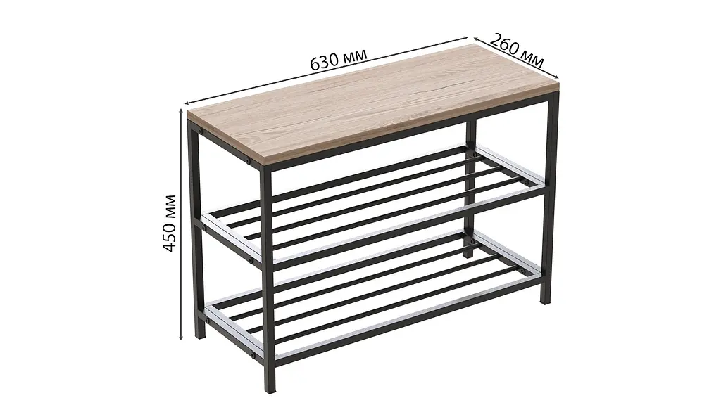 Банкетка універсальна Ferrum-decor Слайм 45x63x26 чорний ДСП Дуб Сан-Марино 16мм (FRD-104071) - фото 6